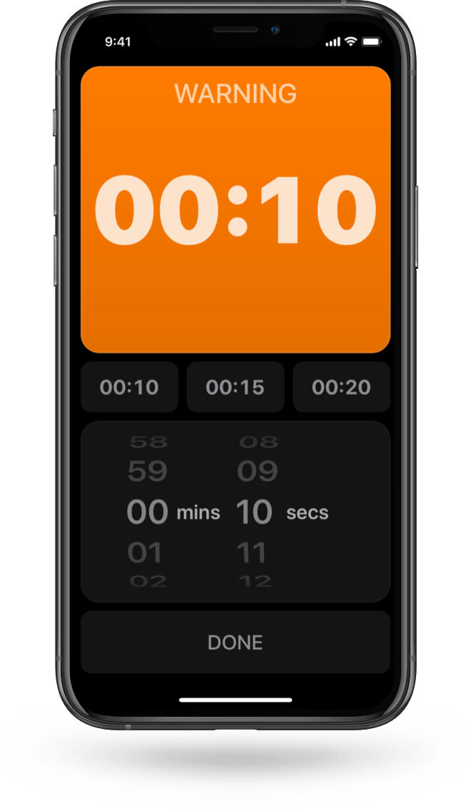 Boxing Timer Pro, set warning time